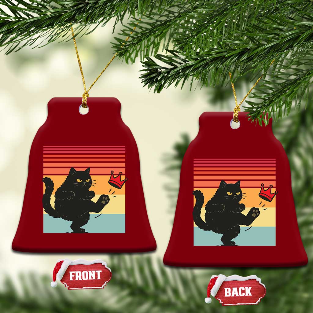 No Kings Black Cat Ceramic Ornament Funny Kitten Social Justice - Print Your Wear