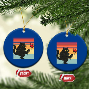 No Kings Black Cat Ceramic Ornament Funny Kitten Social Justice - Print Your Wear