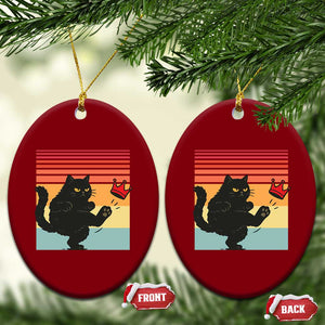 No Kings Black Cat Ceramic Ornament Funny Kitten Social Justice - Print Your Wear
