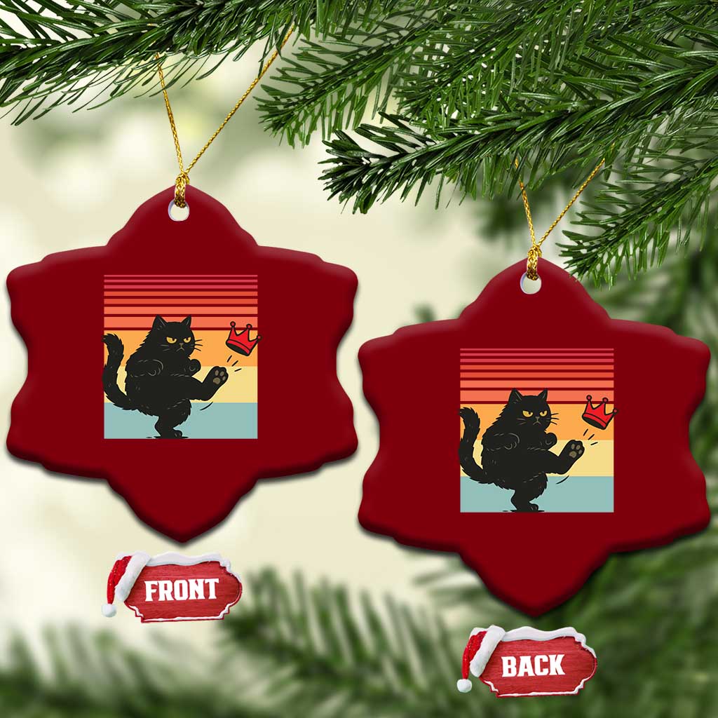 No Kings Black Cat Ceramic Ornament Funny Kitten Social Justice - Print Your Wear