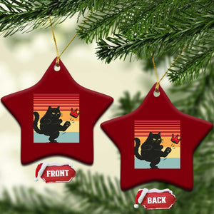No Kings Black Cat Ceramic Ornament Funny Kitten Social Justice - Print Your Wear