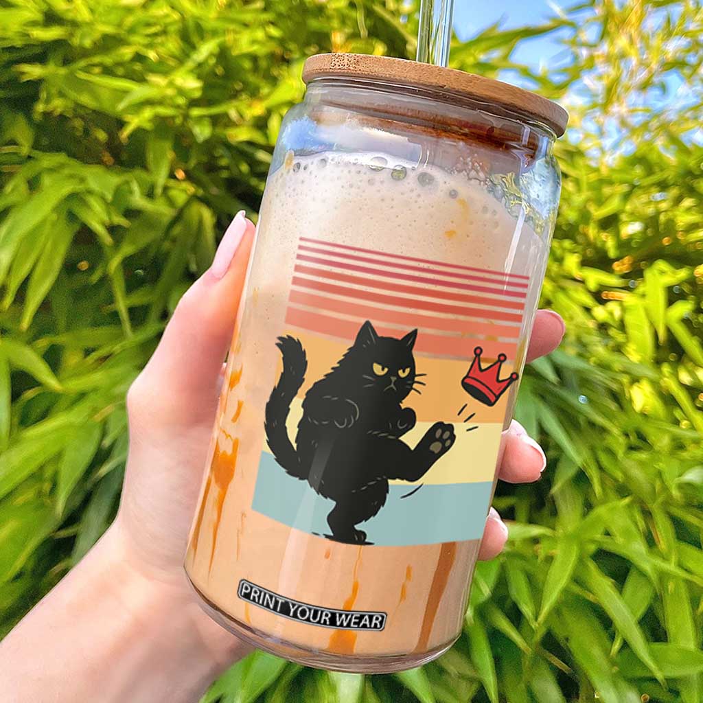 No Kings Black Cat Glass Can Funny Kitten Social Justice TS10 Black Print Your Wear