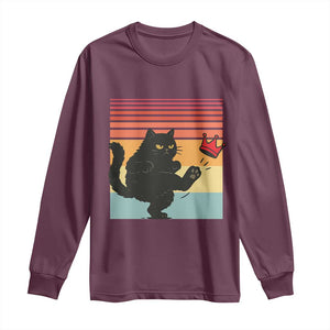 No Kings Black Cat Long Sleeve Shirt Funny Kitten Social Justice TS10 Maroon Print Your Wear