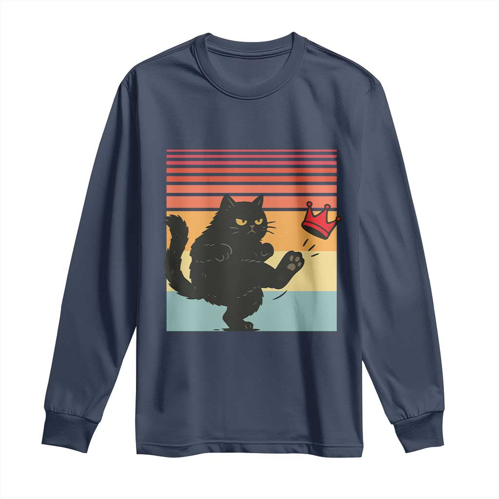No Kings Black Cat Long Sleeve Shirt Funny Kitten Social Justice TS10 Navy Print Your Wear