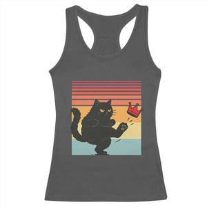 No Kings Black Cat Racerback Tank Top Funny Kitten Social Justice TS10 Dark Heather Print Your Wear