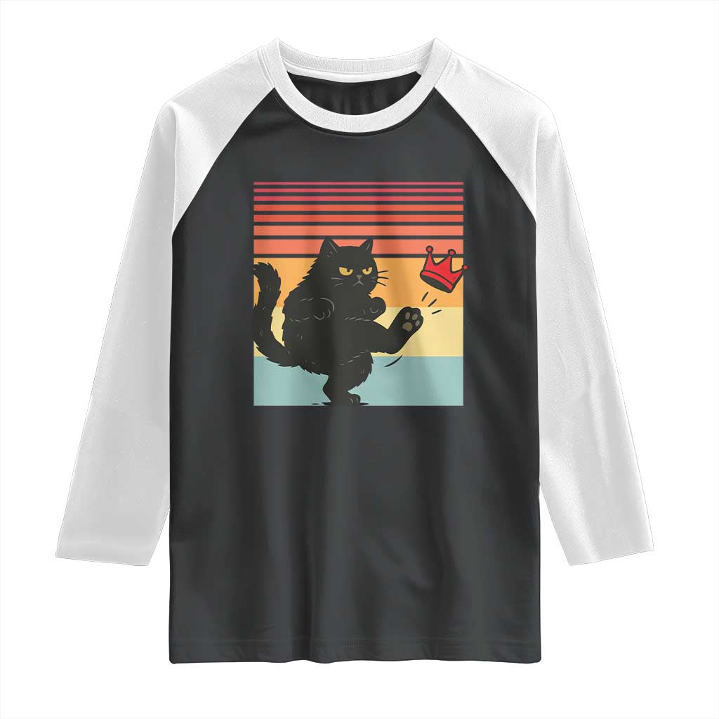 No Kings Black Cat Raglan Shirt Funny Kitten Social Justice TS10 Black White Print Your Wear