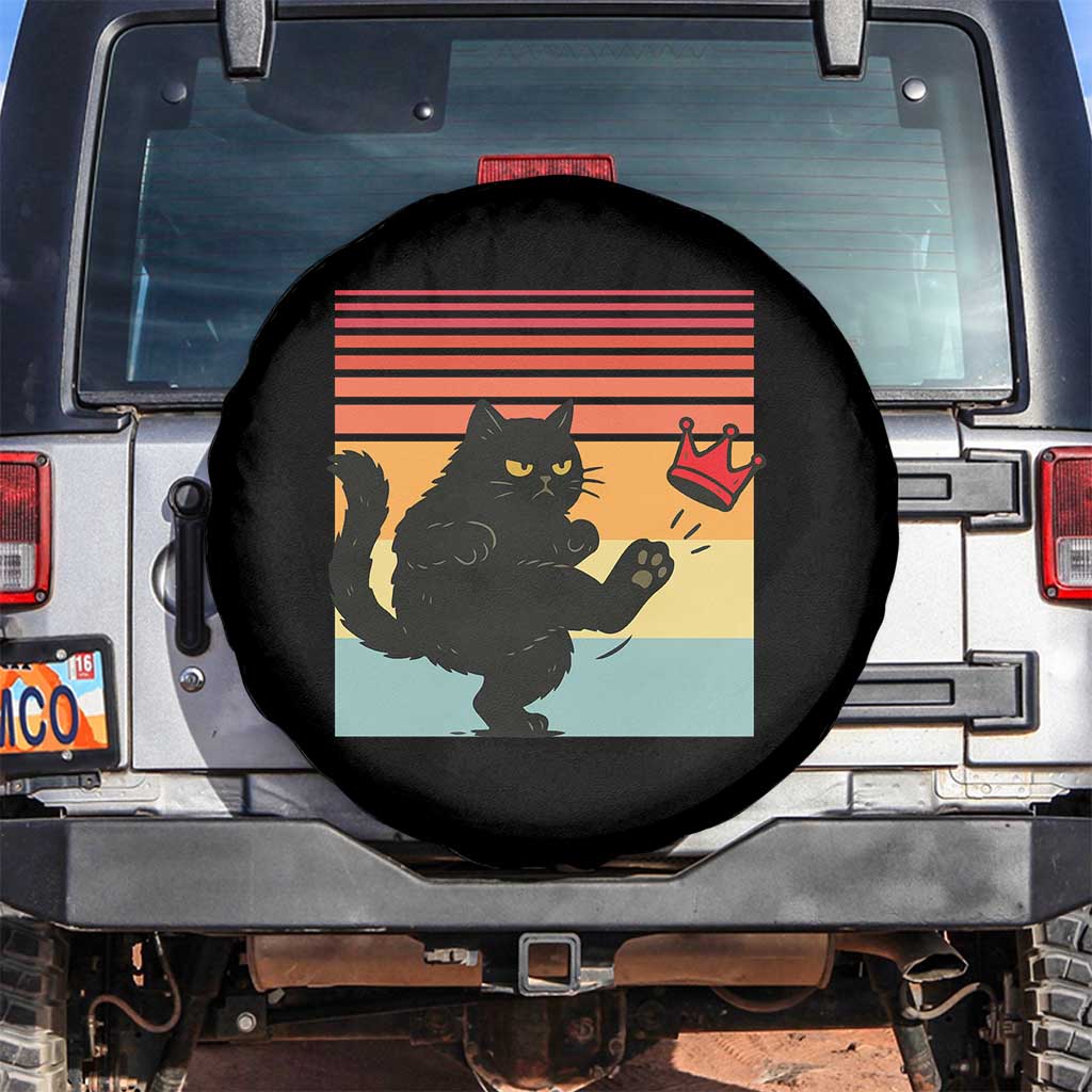 No Kings Black Cat Spare Tire Cover Funny Kitten Social Justice TS10 No hole Black Print Your Wear
