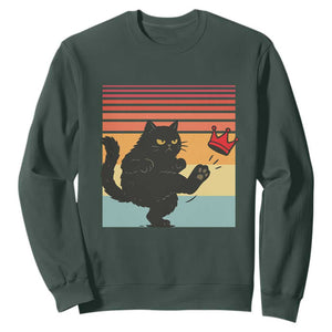 No Kings Black Cat Sweatshirt Funny Kitten Social Justice TS10 Dark Forest Green Print Your Wear