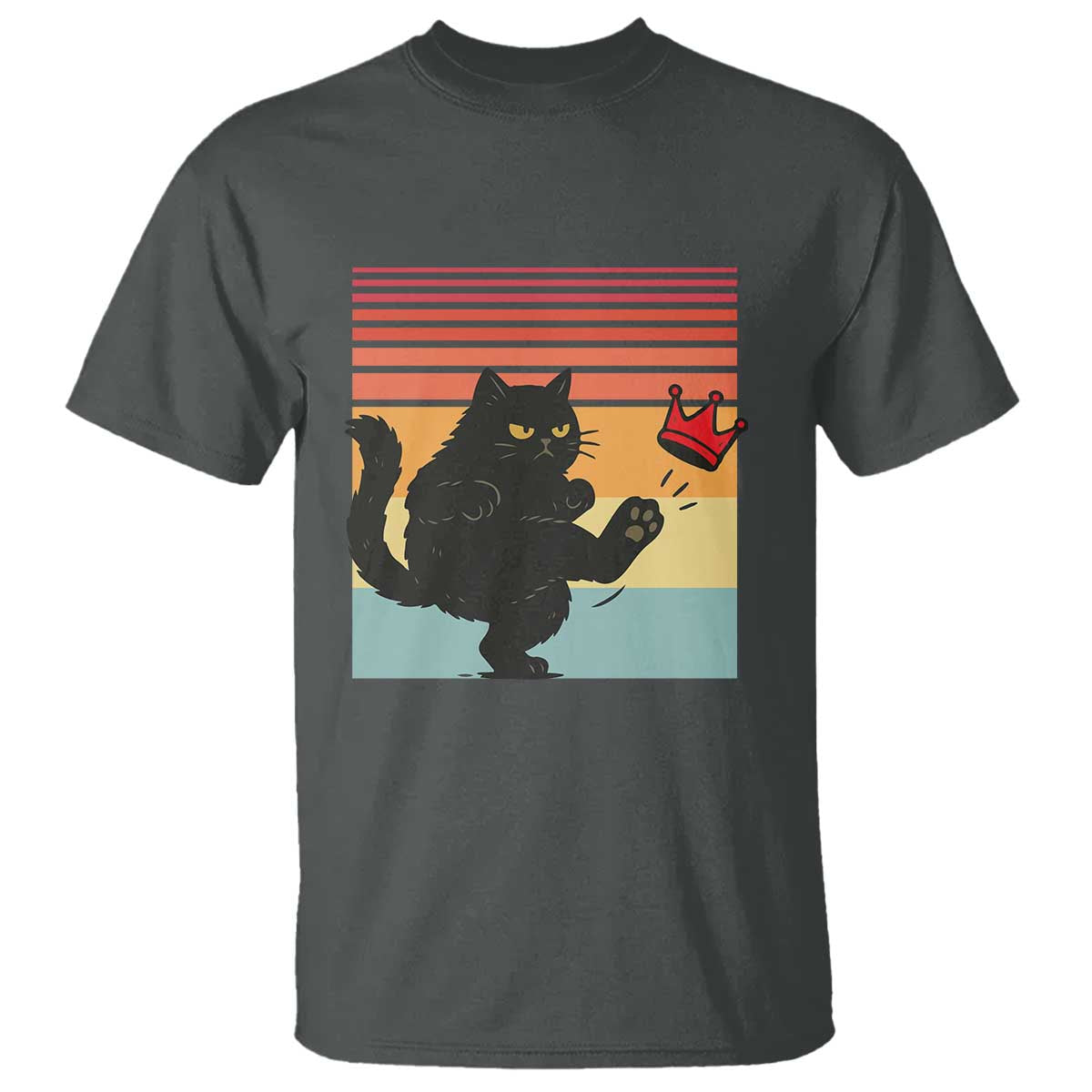 No Kings Black Cat T Shirt Funny Kitten Social Justice TS10 Dark Heather Print Your Wear