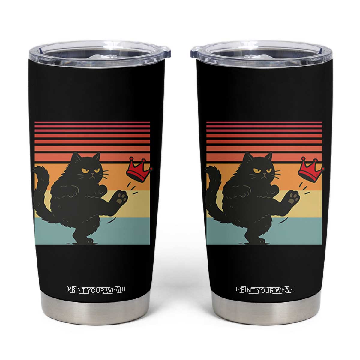 No Kings Black Cat Tumbler Cup Funny Kitten Social Justice TS10 Black Print Your Wear