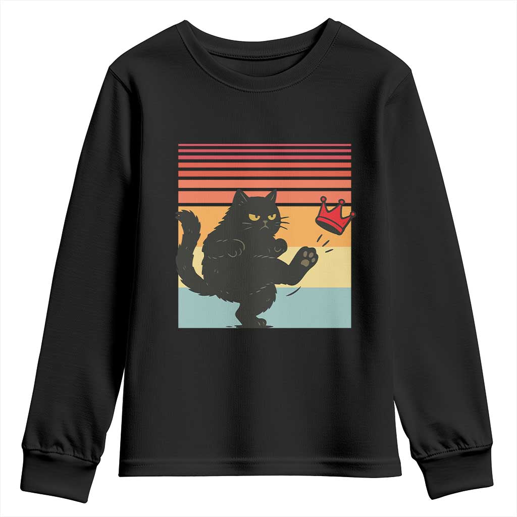 No Kings Black Cat Youth Sweatshirt Funny Kitten Social Justice TS10 Black Print Your Wear