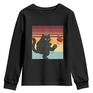 No Kings Black Cat Youth Sweatshirt Funny Kitten Social Justice TS10 Black Print Your Wear