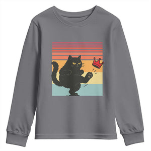 No Kings Black Cat Youth Sweatshirt Funny Kitten Social Justice TS10 Charcoal Print Your Wear