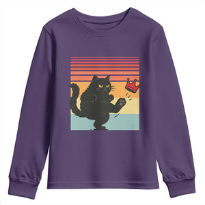 No Kings Black Cat Youth Sweatshirt Funny Kitten Social Justice TS10 Purple Print Your Wear