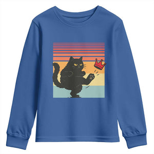 No Kings Black Cat Youth Sweatshirt Funny Kitten Social Justice TS10 Royal Blue Print Your Wear