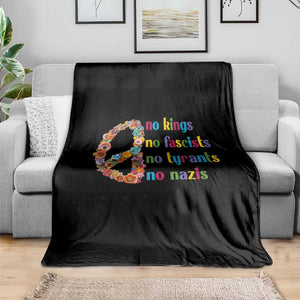 No Kings No Fascists Throw Blanket Floral Peace Sign Social Justice TS10 Print Your Wear