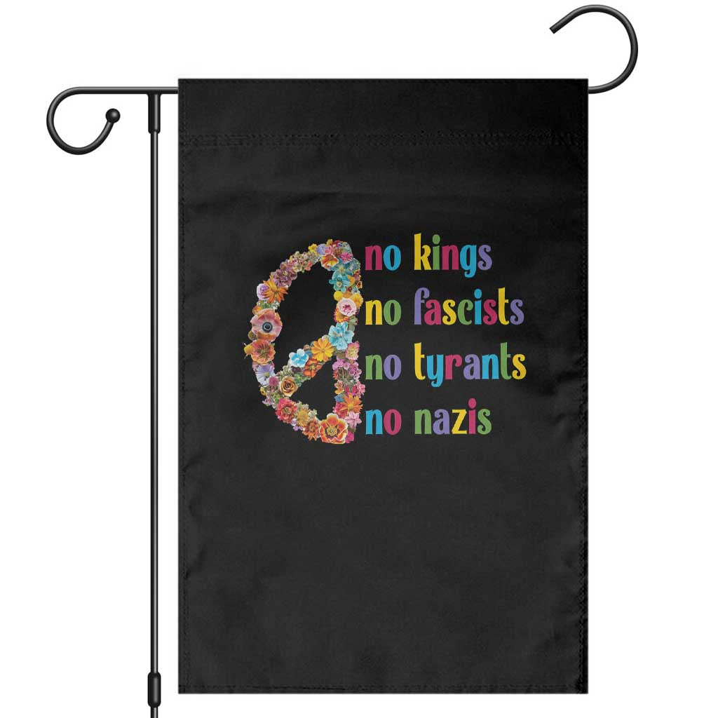 No Kings No Fascists Garden Flag Floral Peace Sign Social Justice TS10 Black Print Your Wear