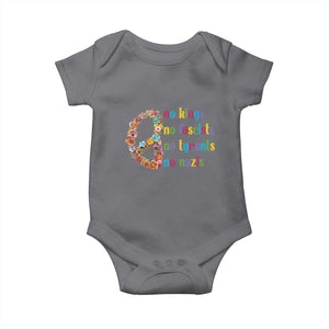 No Kings No Fascists Baby Onesie Floral Peace Sign Social Justice TS10 Charcoal Print Your Wear