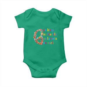 No Kings No Fascists Baby Onesie Floral Peace Sign Social Justice TS10 Irish Green Print Your Wear