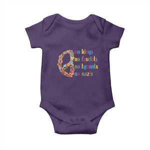 No Kings No Fascists Baby Onesie Floral Peace Sign Social Justice TS10 Purple Print Your Wear