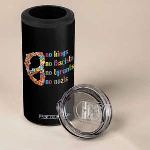 No Kings No Fascists 4 in 1 Can Cooler Tumbler Floral Peace Sign Social Justice TS10 Print Your Wear