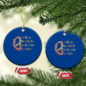 No Kings No Fascists Ceramic Ornament Floral Peace Sign Social Justice - Print Your Wear