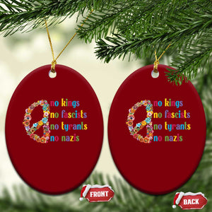 No Kings No Fascists Ceramic Ornament Floral Peace Sign Social Justice - Print Your Wear
