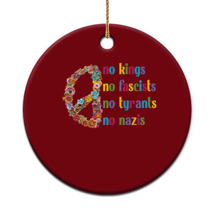 No Kings No Fascists Ceramic Ornament Floral Peace Sign Social Justice - Print Your Wear
