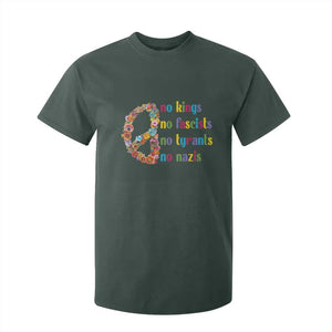 No Kings No Fascists T Shirt For Kid Floral Peace Sign Social Justice TS10 Dark Forest Green Print Your Wear
