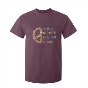 No Kings No Fascists T Shirt For Kid Floral Peace Sign Social Justice TS10 Maroon Print Your Wear