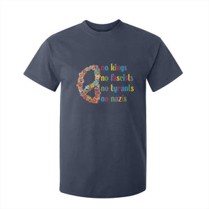 No Kings No Fascists T Shirt For Kid Floral Peace Sign Social Justice TS10 Navy Print Your Wear