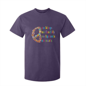 No Kings No Fascists T Shirt For Kid Floral Peace Sign Social Justice TS10 Purple Print Your Wear