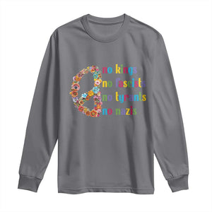 No Kings No Fascists Long Sleeve Shirt Floral Peace Sign Social Justice TS10 Charcoal Print Your Wear