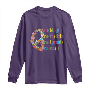 No Kings No Fascists Long Sleeve Shirt Floral Peace Sign Social Justice TS10 Purple Print Your Wear