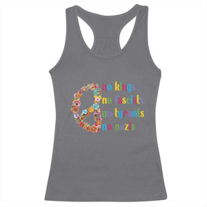 No Kings No Fascists Racerback Tank Top Floral Peace Sign Social Justice TS10 Charcoal Print Your Wear