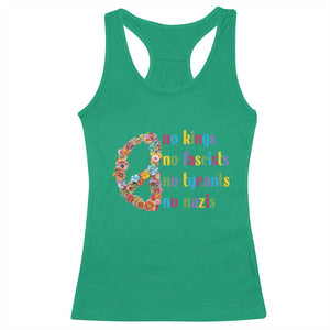 No Kings No Fascists Racerback Tank Top Floral Peace Sign Social Justice TS10 Irish Green Print Your Wear