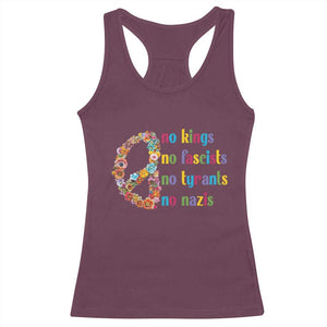 No Kings No Fascists Racerback Tank Top Floral Peace Sign Social Justice TS10 Maroon Print Your Wear