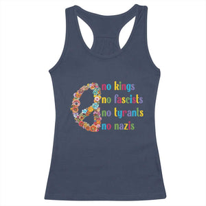 No Kings No Fascists Racerback Tank Top Floral Peace Sign Social Justice TS10 Navy Print Your Wear