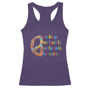 No Kings No Fascists Racerback Tank Top Floral Peace Sign Social Justice TS10 Purple Print Your Wear