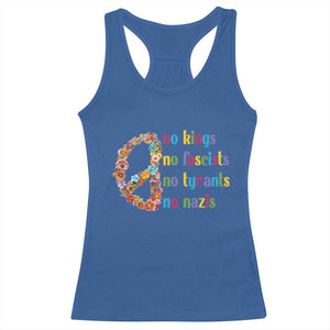 No Kings No Fascists Racerback Tank Top Floral Peace Sign Social Justice TS10 Royal Blue Print Your Wear