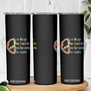 No Kings No Fascists Skinny Tumbler Floral Peace Sign Social Justice TS10 Print Your Wear