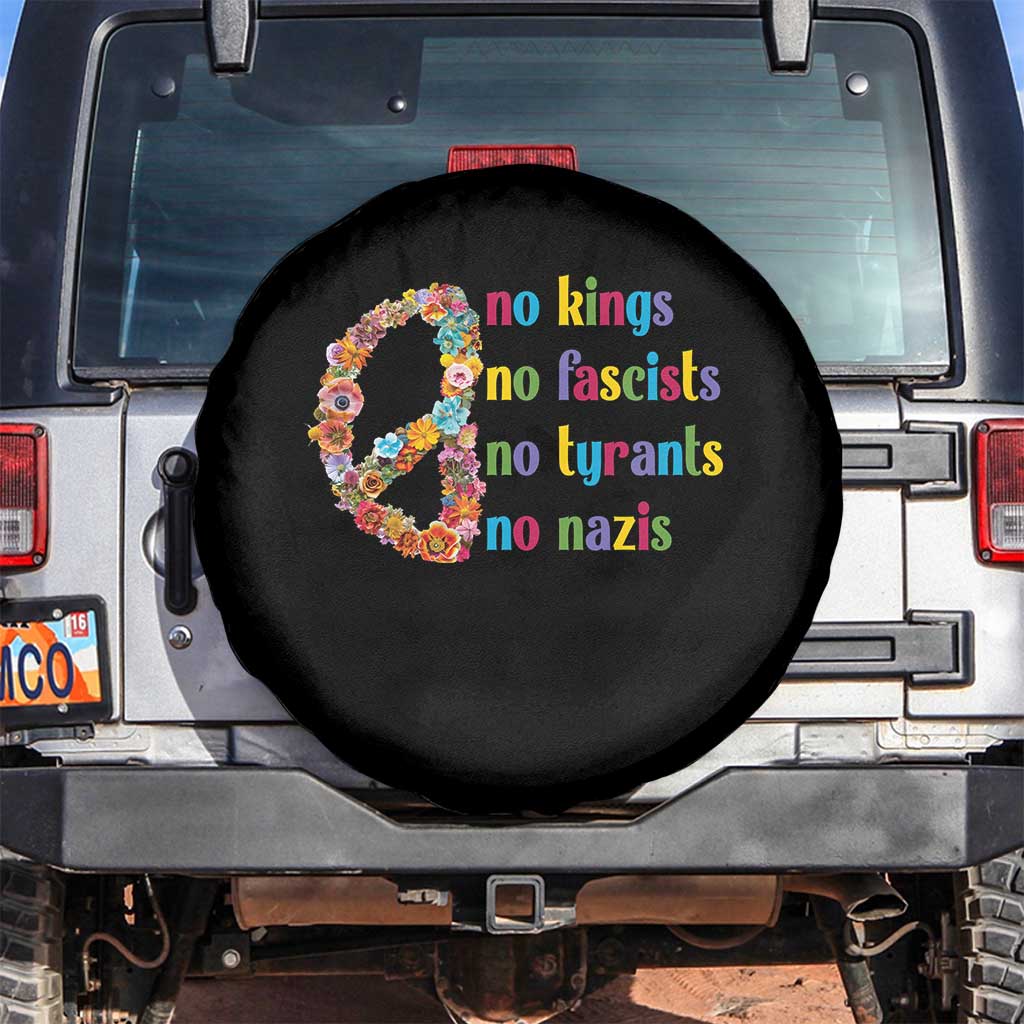 No Kings No Fascists Spare Tire Cover Floral Peace Sign Social Justice TS10 No hole Black Print Your Wear
