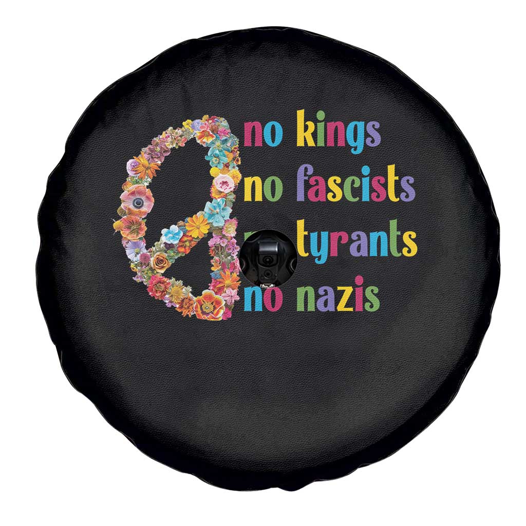 No Kings No Fascists Spare Tire Cover Floral Peace Sign Social Justice TS10 Print Your Wear