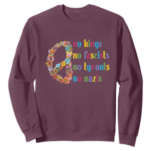 No Kings No Fascists Sweatshirt Floral Peace Sign Social Justice TS10 Maroon Print Your Wear