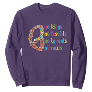 No Kings No Fascists Sweatshirt Floral Peace Sign Social Justice TS10 Purple Print Your Wear
