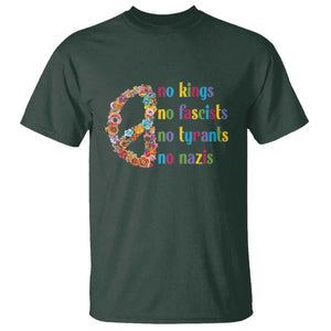 No Kings No Fascists T Shirt Floral Peace Sign Social Justice TS10 Dark Forest Green Print Your Wear