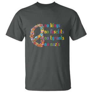 No Kings No Fascists T Shirt Floral Peace Sign Social Justice TS10 Dark Heather Print Your Wear