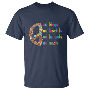 No Kings No Fascists T Shirt Floral Peace Sign Social Justice TS10 Navy Print Your Wear