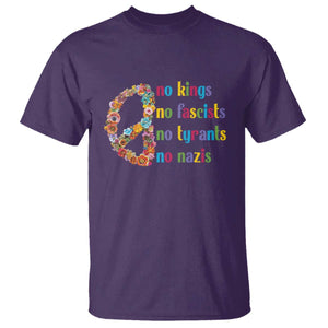 No Kings No Fascists T Shirt Floral Peace Sign Social Justice TS10 Purple Print Your Wear