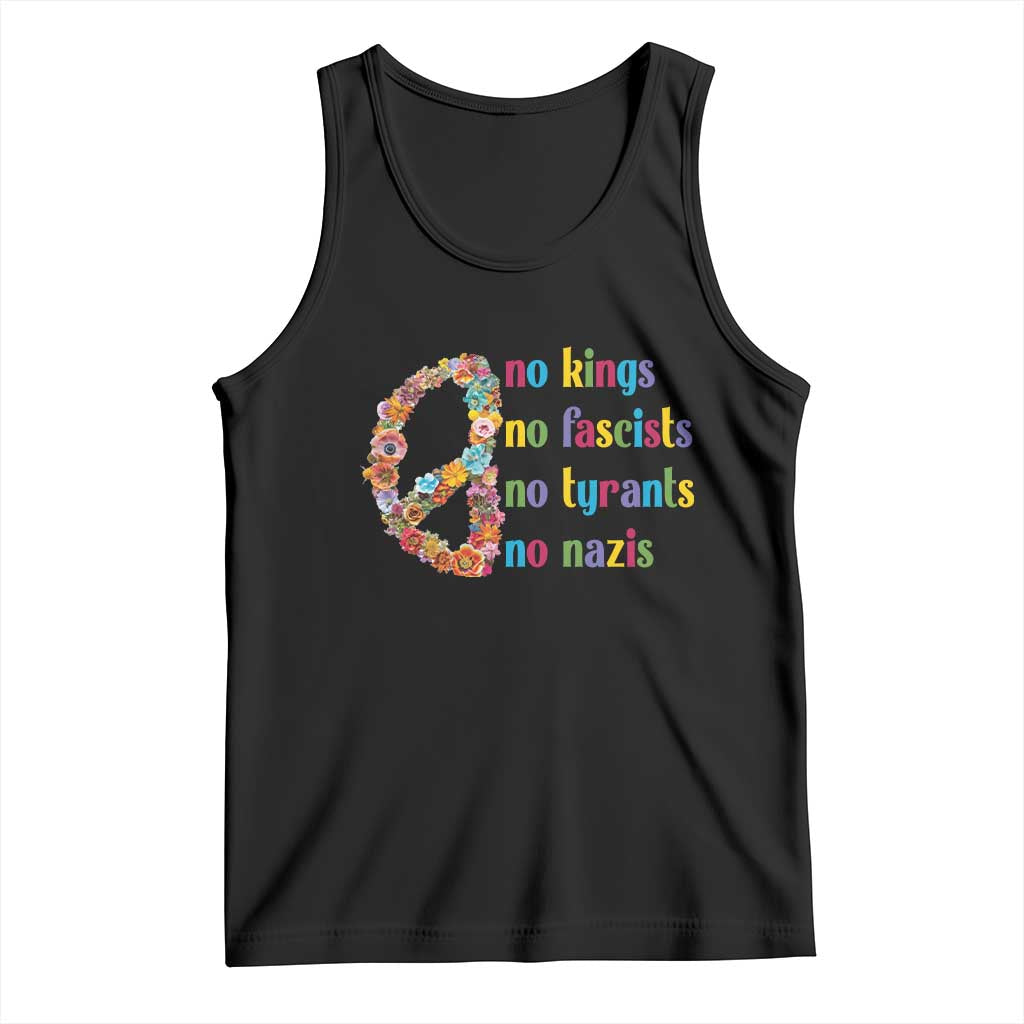 No Kings No Fascists Tank Top Floral Peace Sign Social Justice TS10 Black Print Your Wear